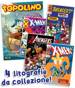 Topolino 3596 + 4 Litografie Disney Marvel (18x11,8cm)